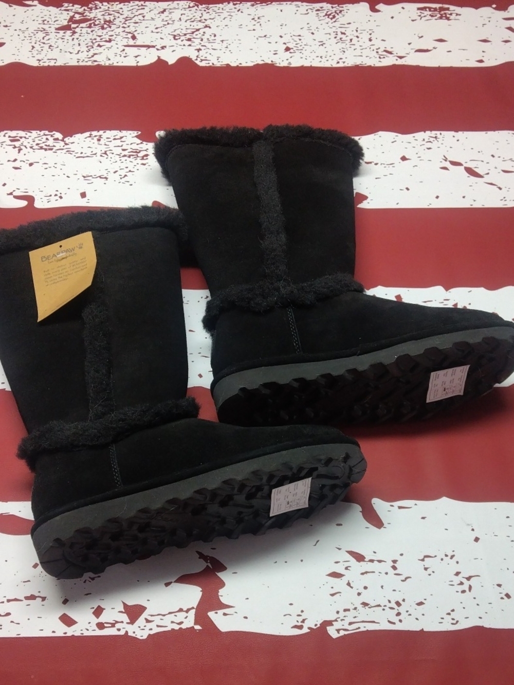 BearPaw Women's Black Faux-Suede Shearling-Lined Winter Boots